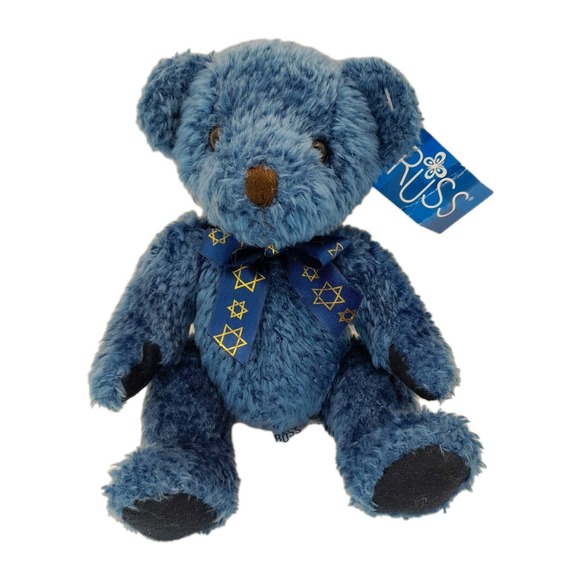 Russ Other - Vintage Russ Berrie Kipper Blue Bear Plush 6" Star of David Jewish Stuffed Bear